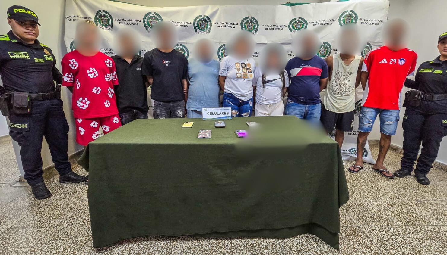 Los nueve presuntos integrantes de 'Los Costeños M'. 