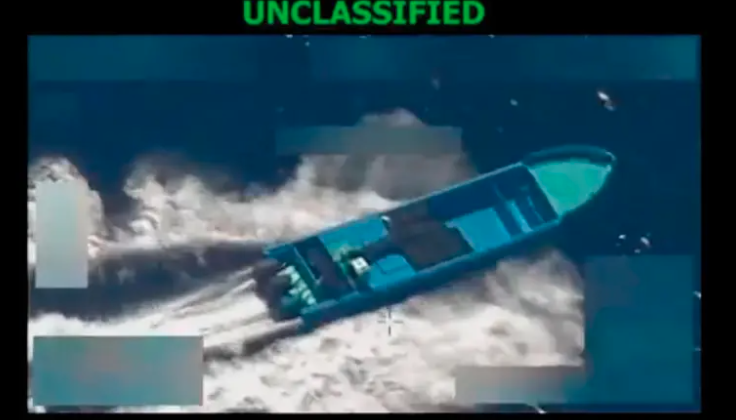 Lancha destruída por Estados Unidos. 