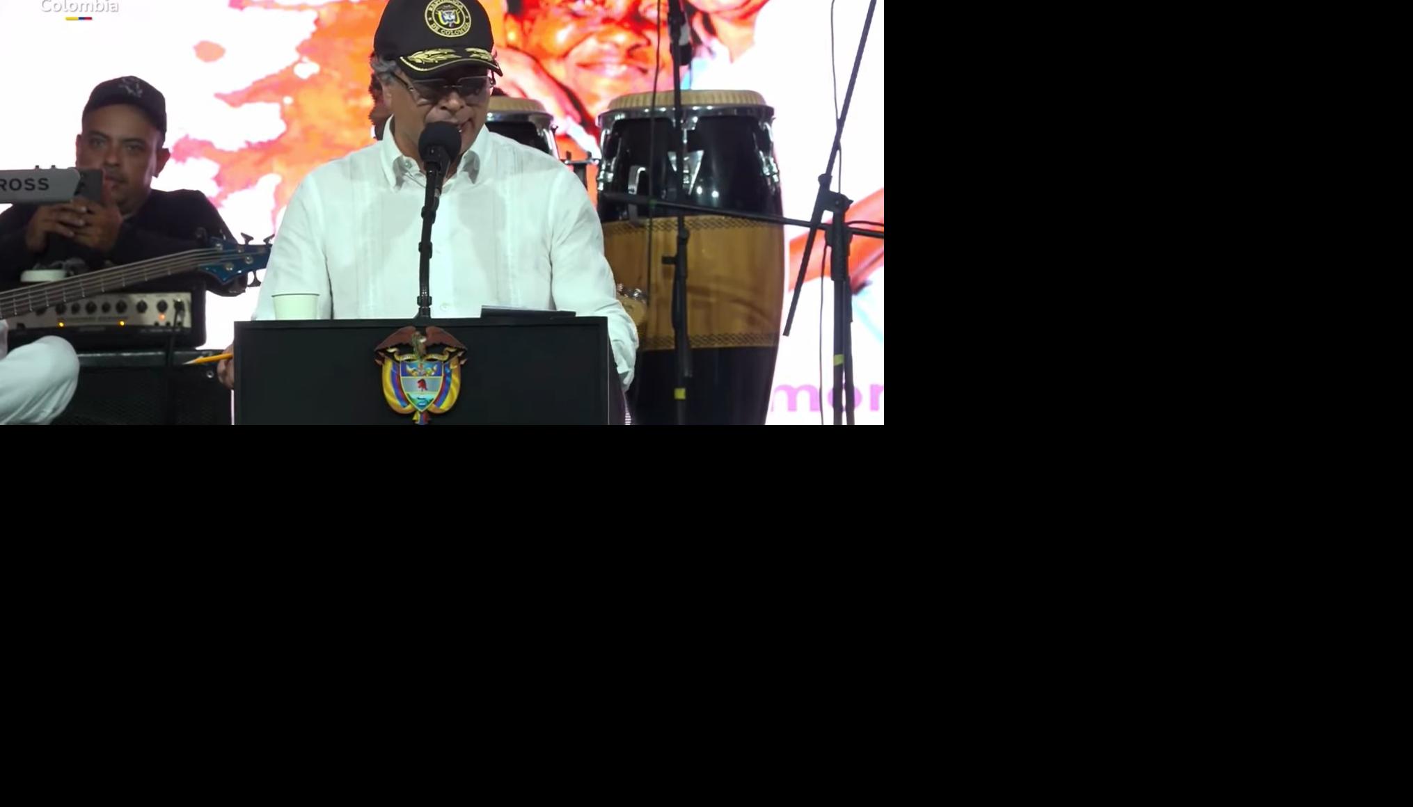 El Presidente Gustavo Petro durante su discurso este sábado en Ciénaga. 