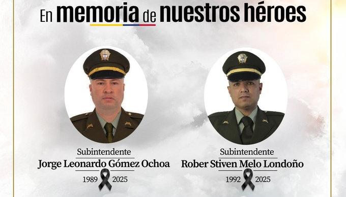 Los dos policías asesinados en Cali. 