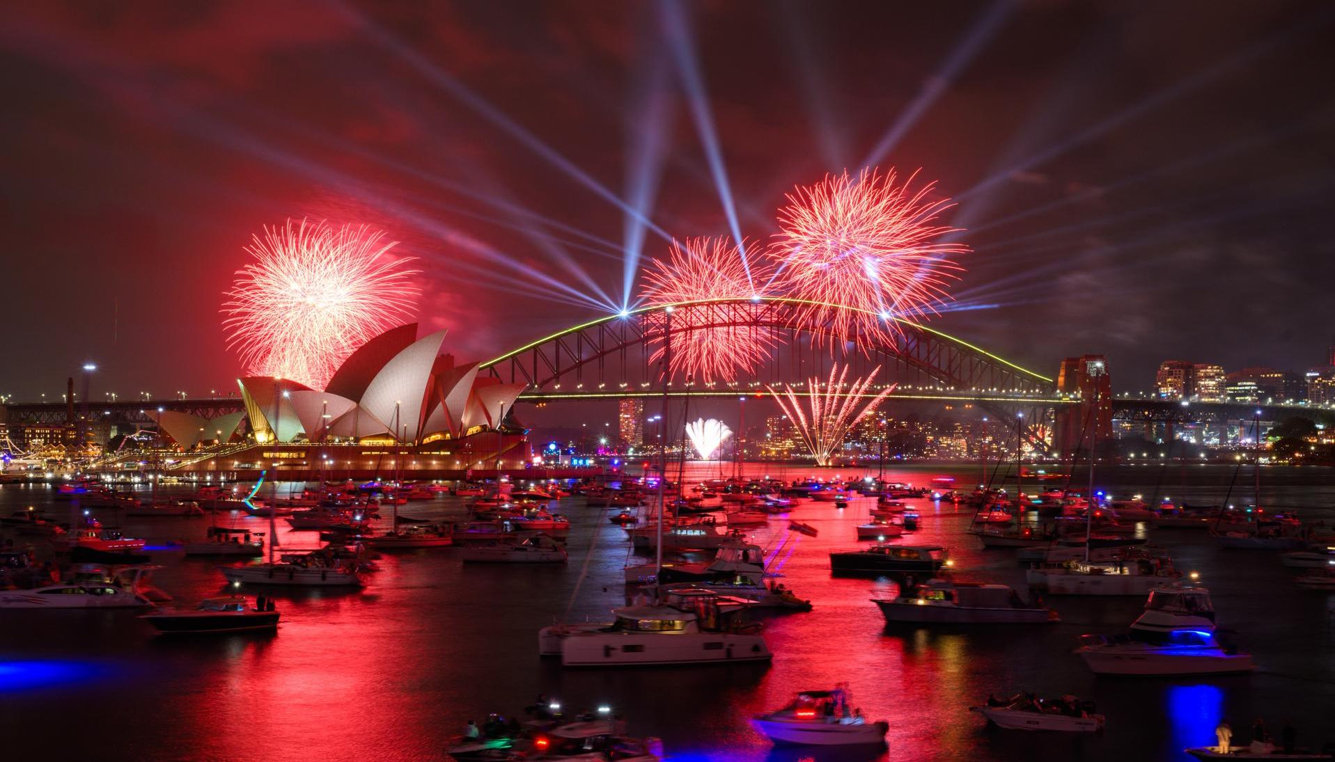 Juegos pirotécnicos en Sídney. 
