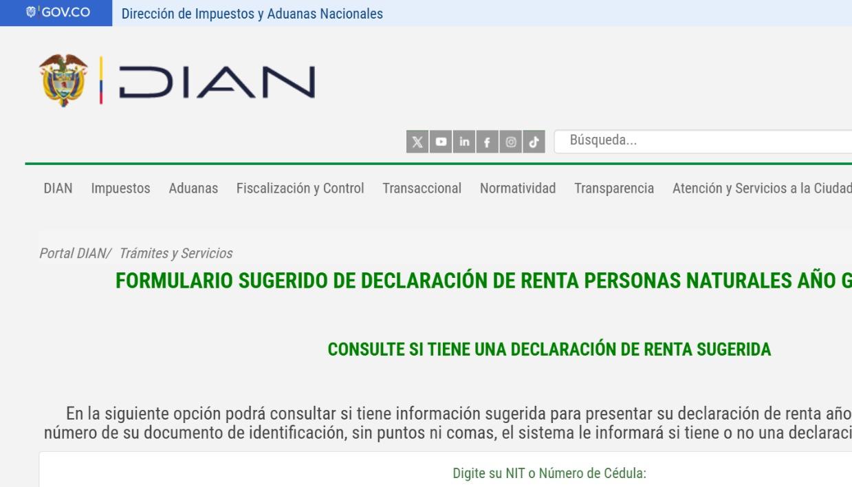 Página web de la Dian.