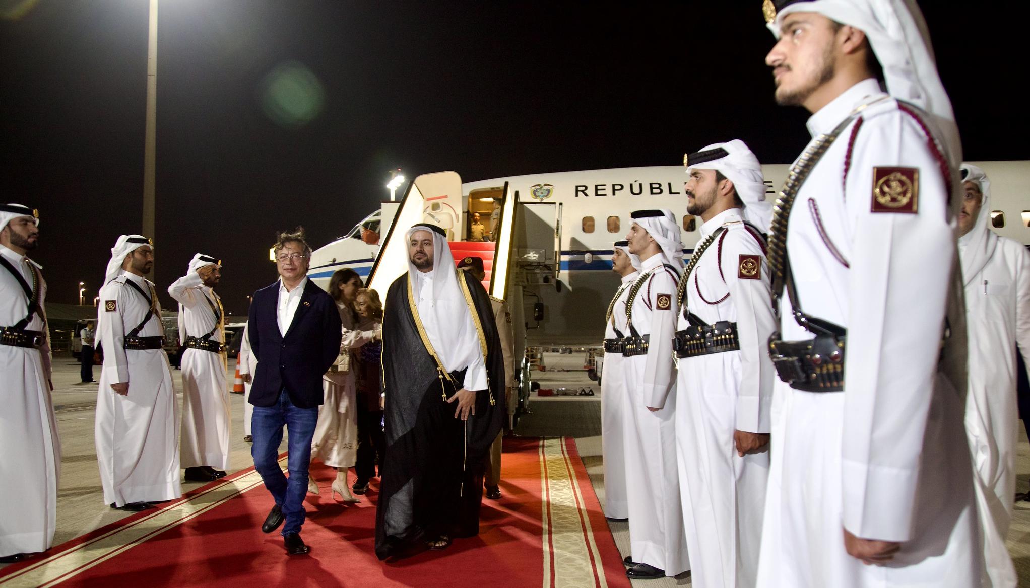 Llegada del Presidente Petro a Doha.