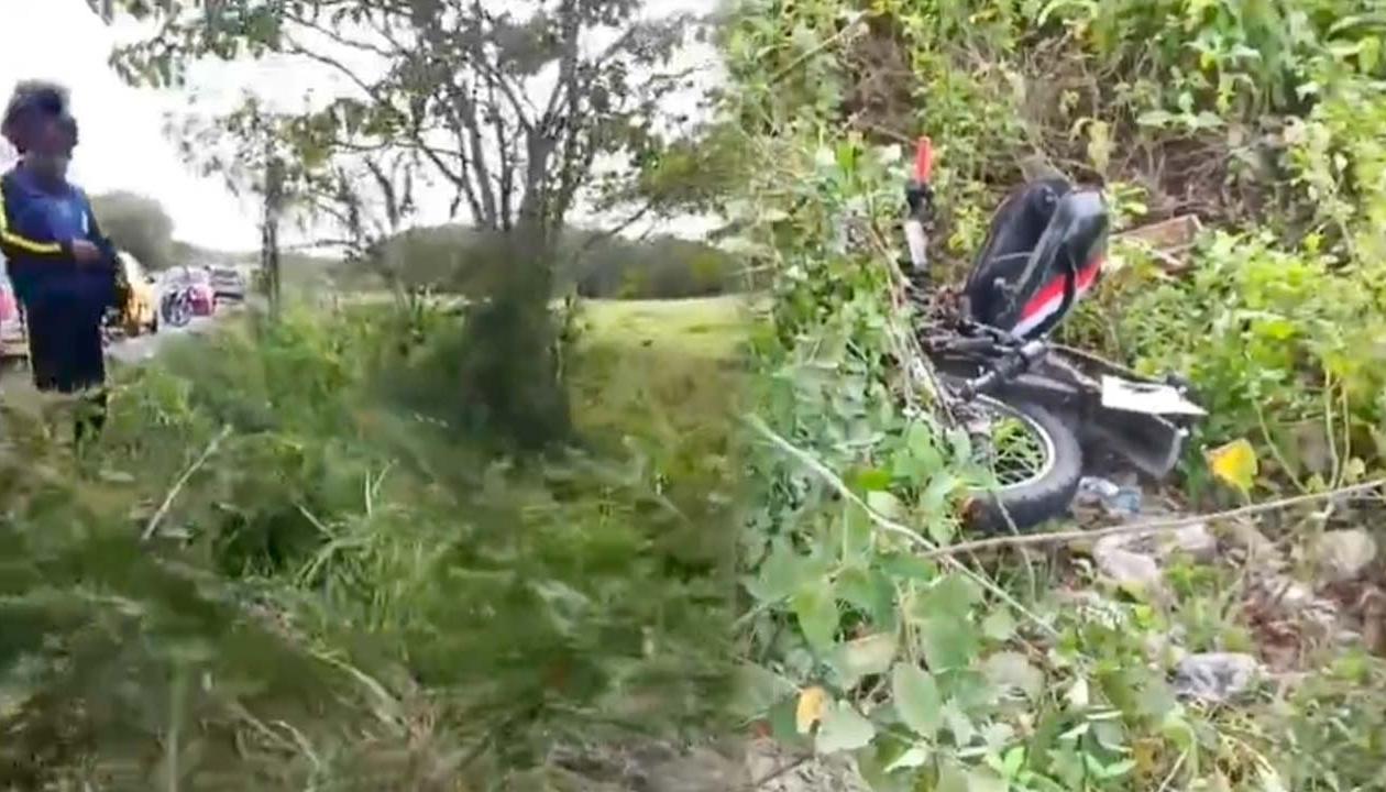 Lugar donde se presentó el accidente en la vía a Juan Mina. 