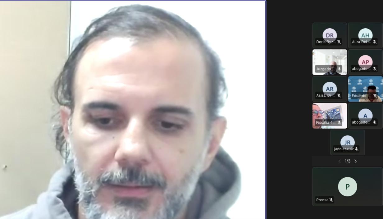 Álvaro Rivera Ramírez en la audiencia virtual de este lunes. 