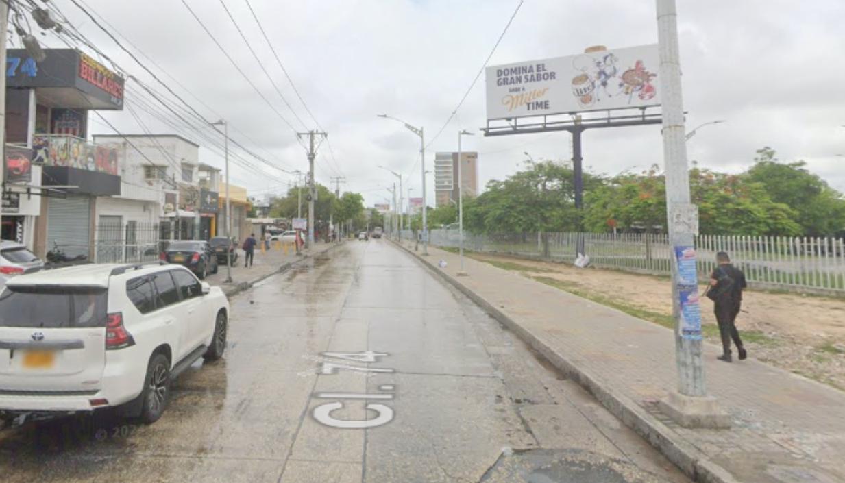 Calle 74 entre carreras 44 y 45, donde se presentó el hecho. 