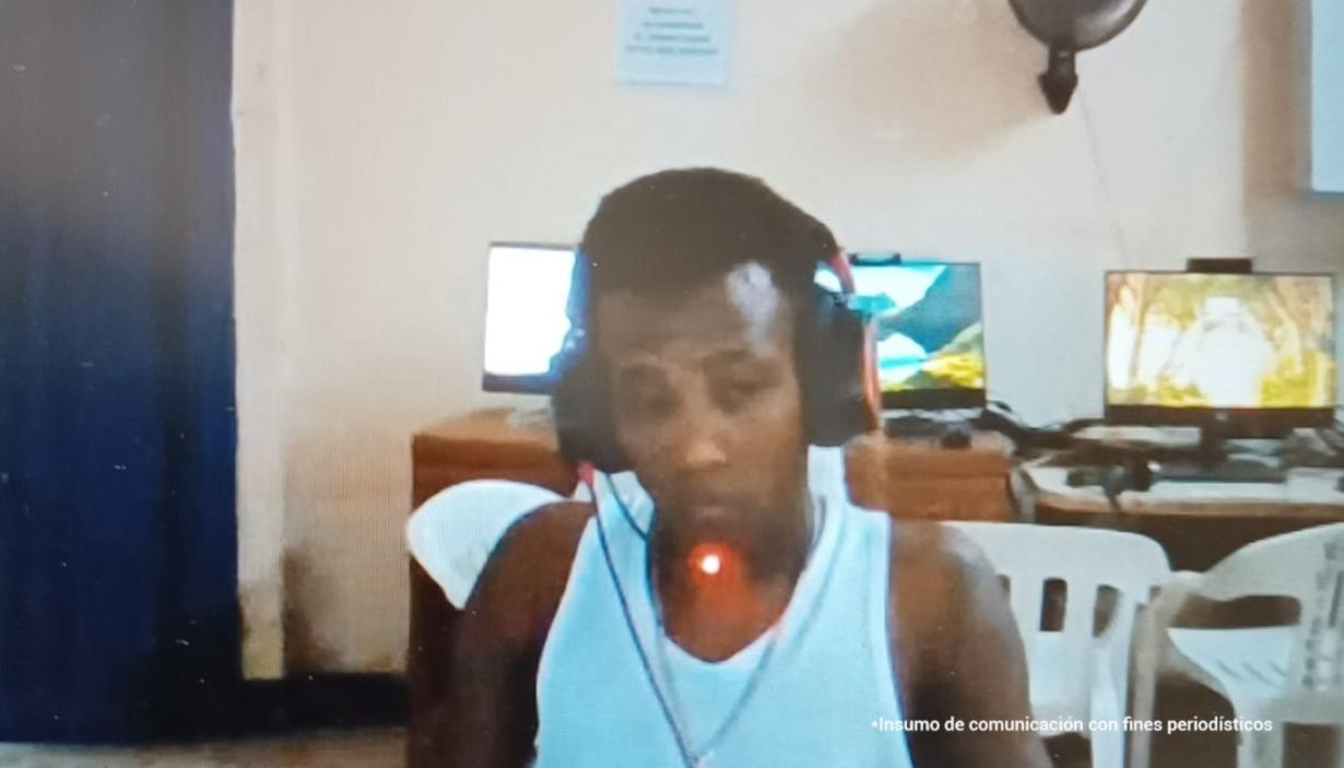 Jair Valencia Solís durante la audiencia virtual. 