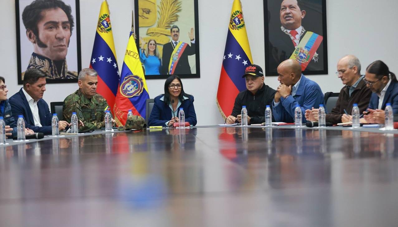 La presidenta encargada de Venezuela, Delcy Rodríguez y los altos mandos del régimen.