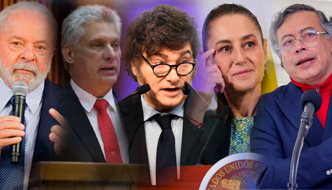 Luiz Inacio Lula da Silva, Miguel Díaz-Canel, Javier Milei, Claudia Sheinbaum y Gustavo Petro