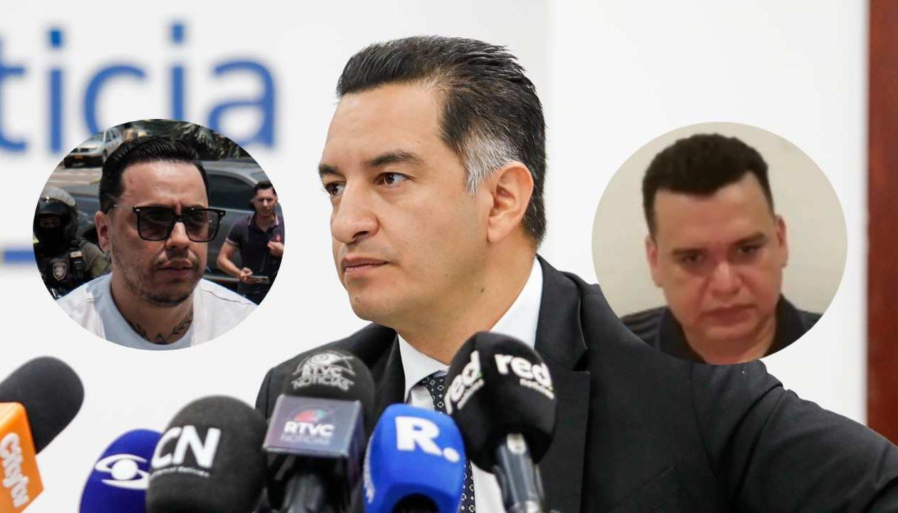 Jorge Eliécer Díaz, alias 'Castor'; el ministro de Justicia, Andrés Idárraga, y Digno Palomino.