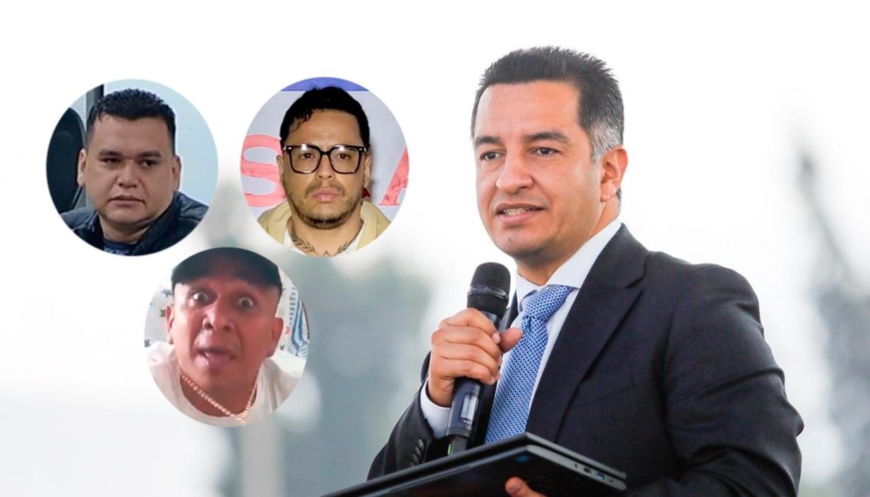 Digno Palomino, Jorge Eliécer Díaz Collazos, alias 'Castor'; Ober Ricardo Martínez Gutiérrez, alias ‘El Negro Ober’; y el Ministro de Justicia, Andrés Idárraga Franco.