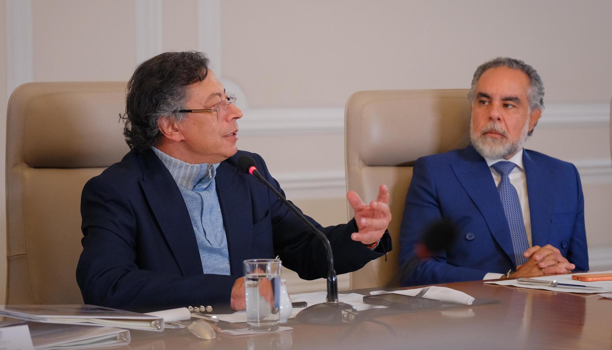El Presidente Gustavo Petro y el Ministro del Interior, Armando Benedetti.