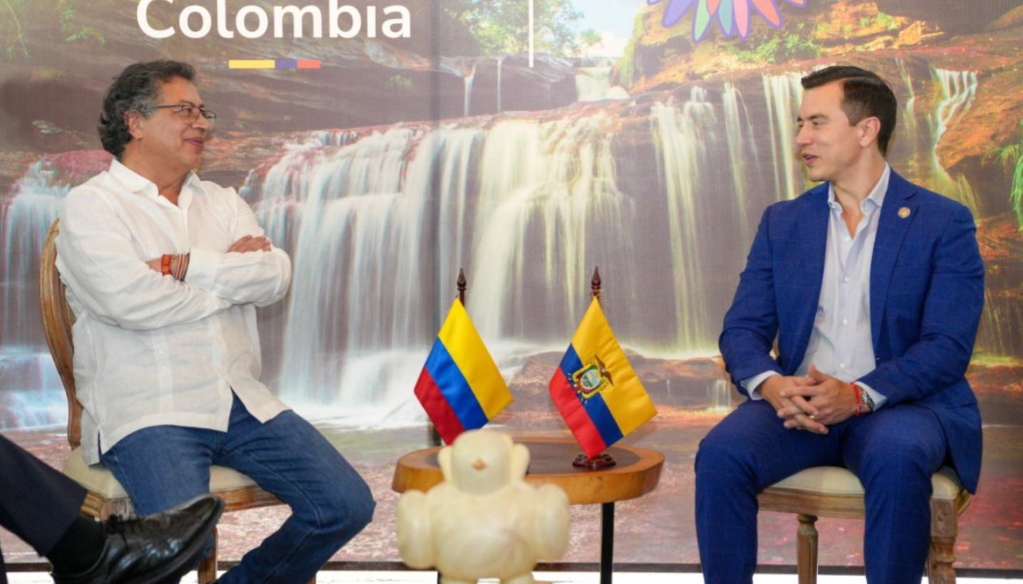 Los presidentes de Colombia y Ecuador, Gustavo Petro y Daniel Noboa, respectivamente. 