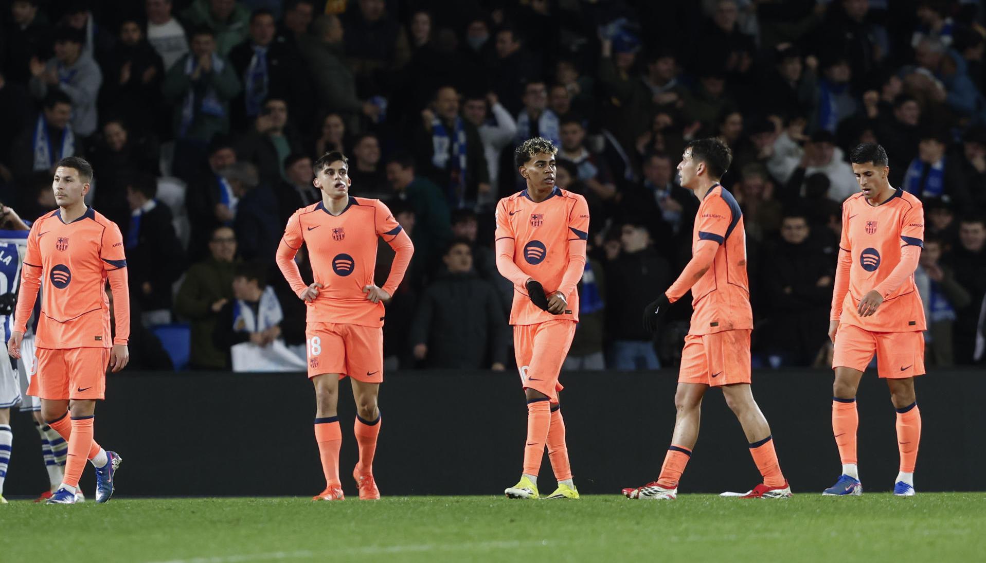 Lamento de los jugadores del Barcelona.