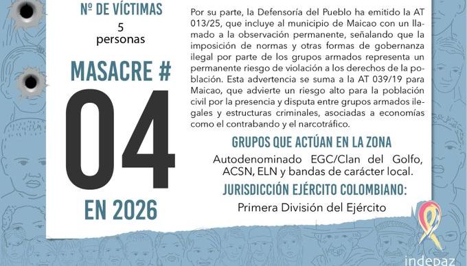 La masacre ocurrió en la noche del viernes en ese municipio de La Guajira. 