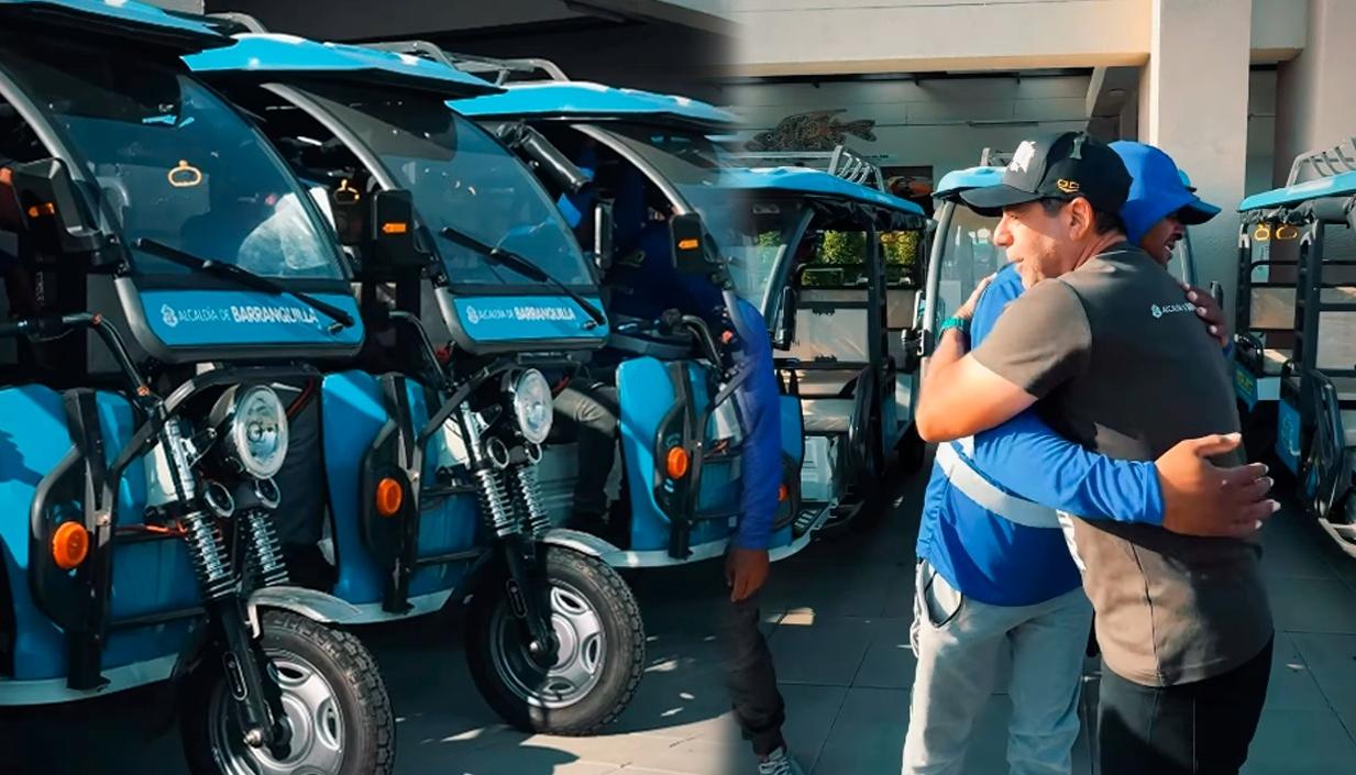 Alcalde Char durante la entrega de los vehículos eléctricos a los mototaxistas. 