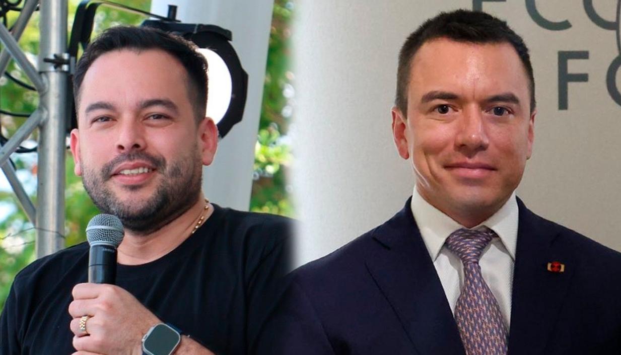 Edwin Palma, ministro de Minas y Energía, y Daniel Noboa, presidente de Ecuador. 