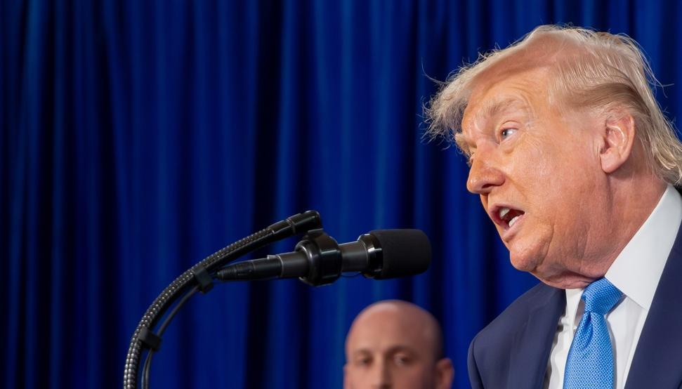 El presidente de Estados Unidos, Donald Trump, durante la rueda de prensa que concedió este sábado. 