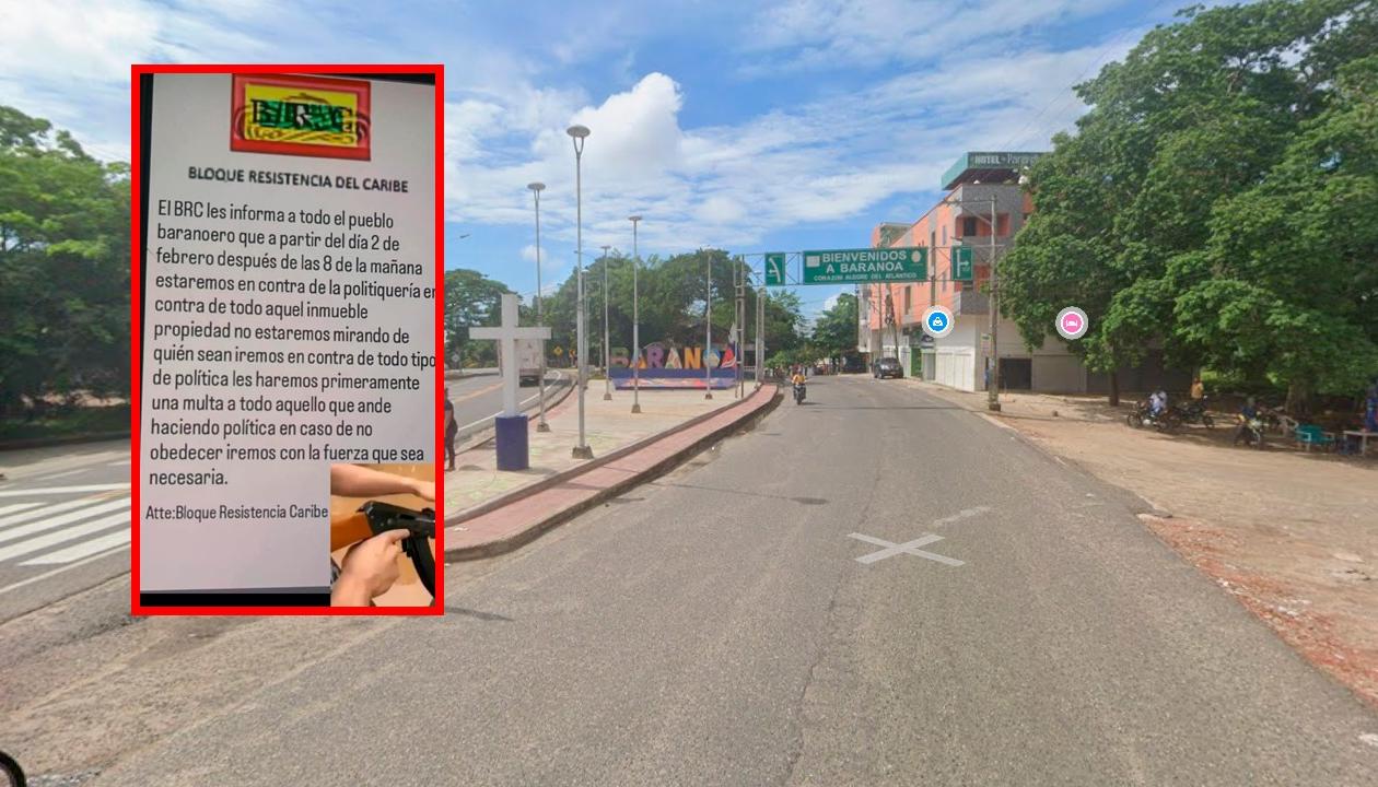 Panfleto amenazante en Baranoa. 