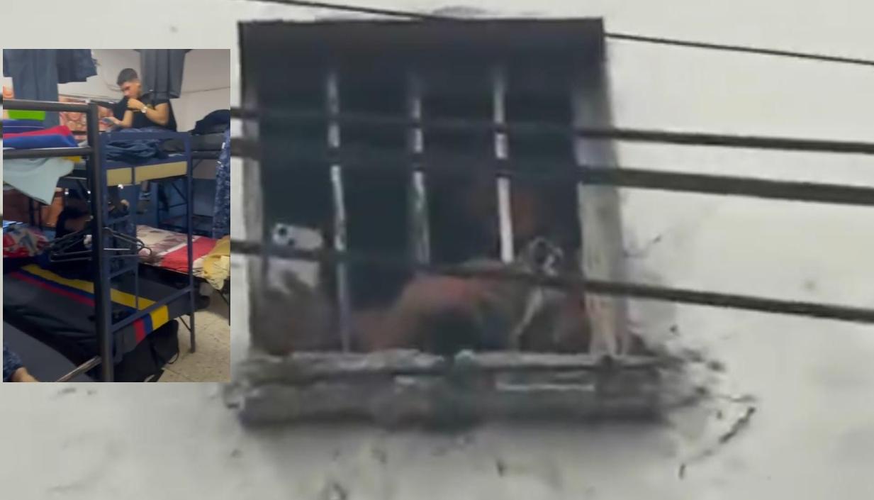 Los auxiliares del Inpec y las dos personas que grababan el desfile.