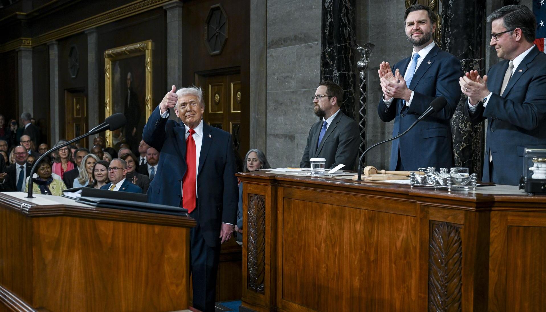 Donald Trump en su discurso sobre el Estado de la Unión ante el Congreso