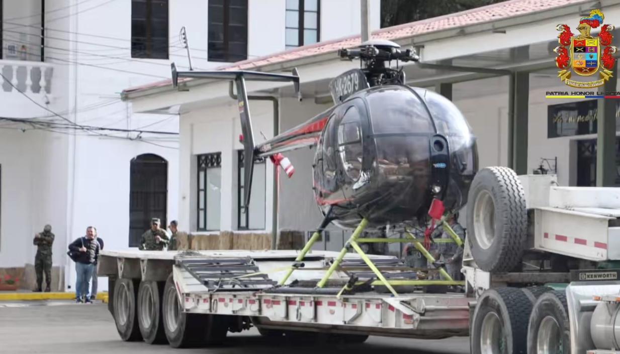 El helicóptero incautado por el Ejército. 