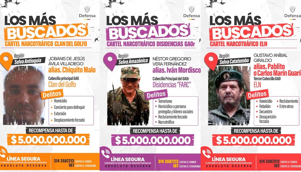 También aparecen como objetivo de alto valor para su captura alias 'Iván Mordisco' y 'Pablito'.