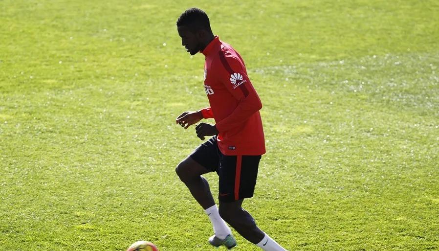 Jackson Martínez durante un entrenamiento en Atlético de Madrid.