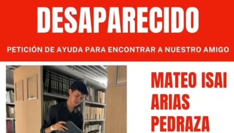 Buscan a Mateo Arias Pedraza.