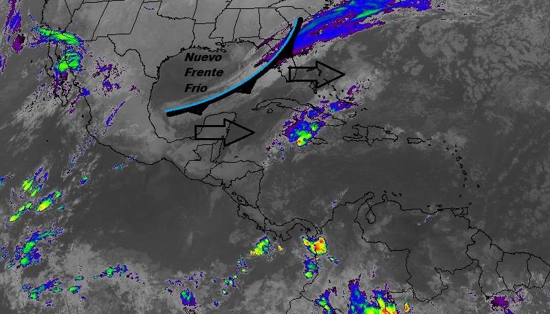 Nuevo frente frío en camino al Mar Caribe. 