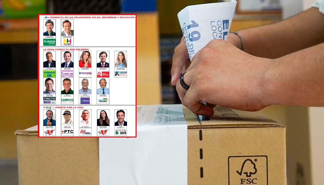 Tarjetón para las consultas del 8 de marzo