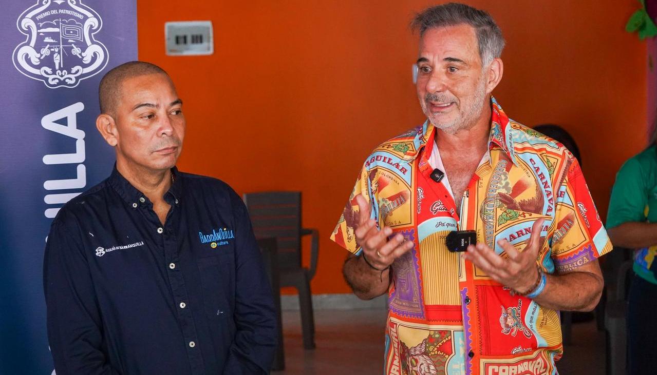 El secretario de Cultura, Juan Carlos Ospino y el gerente de Carnaval SAS, Juan José Jaramillo.