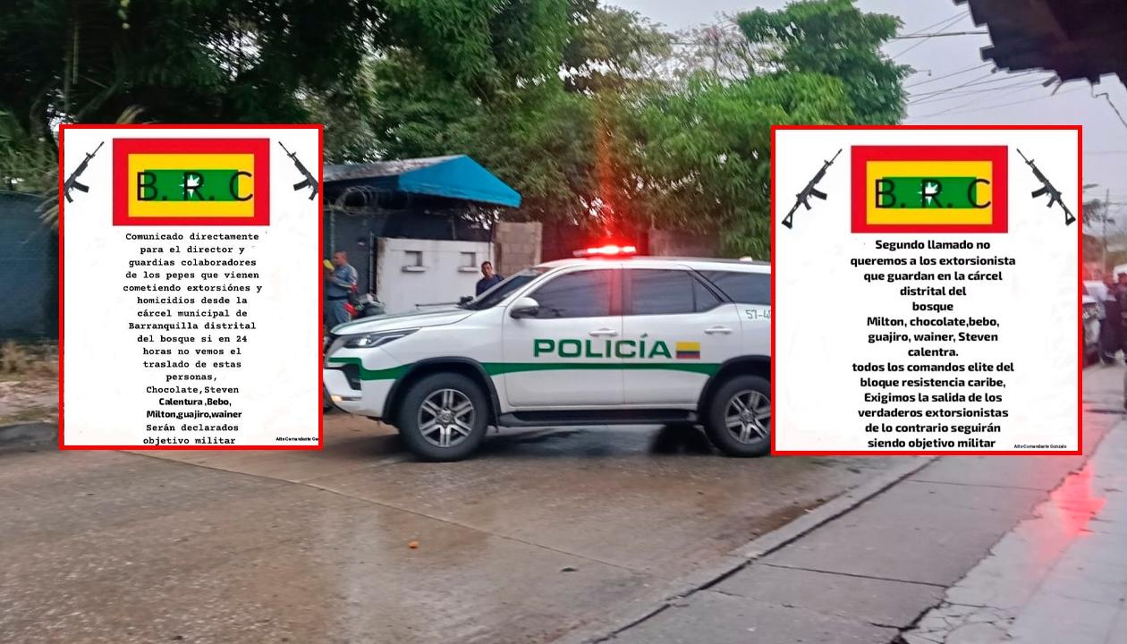 Dos panfletos circulan en la que se hace mención que los presuntos responsables de lanzar la granada serían 'Los Costeños'. 