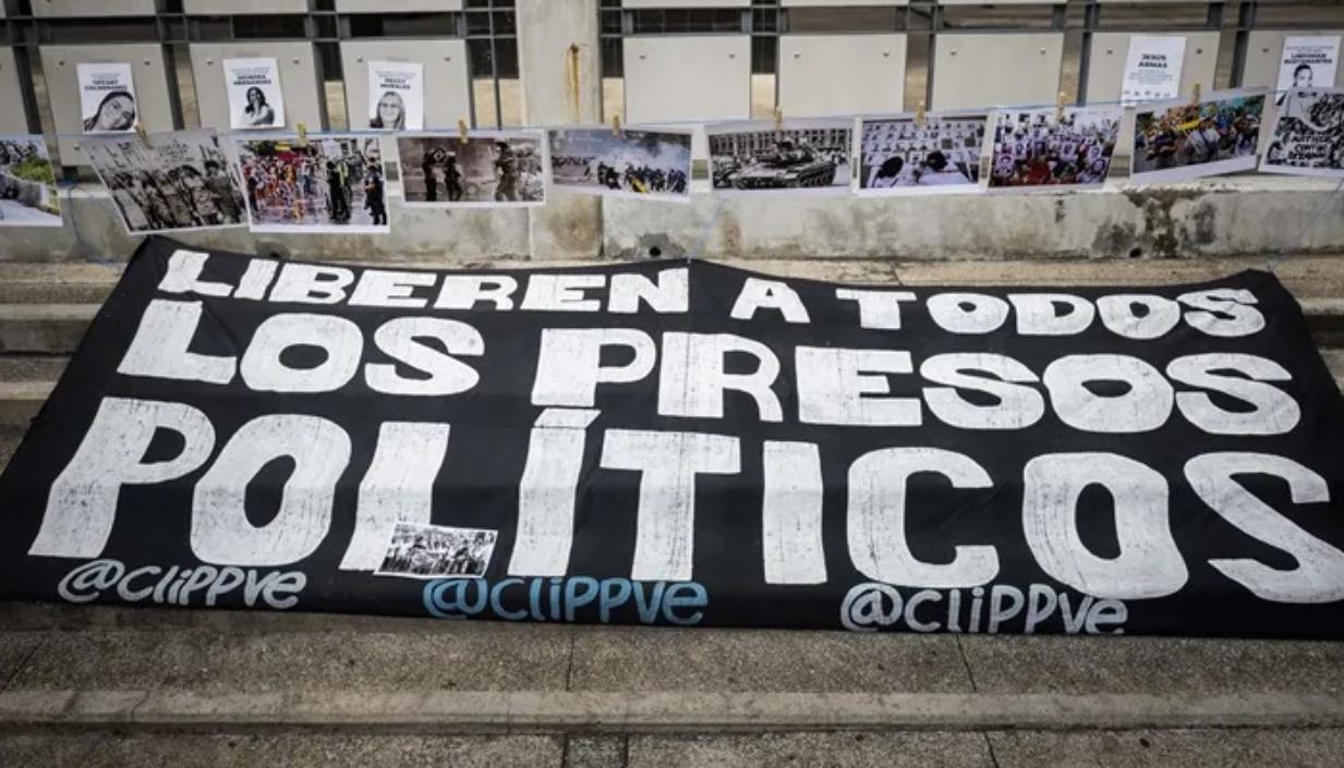 Protesta para que se liberan los presos políticos en Venezuela. 