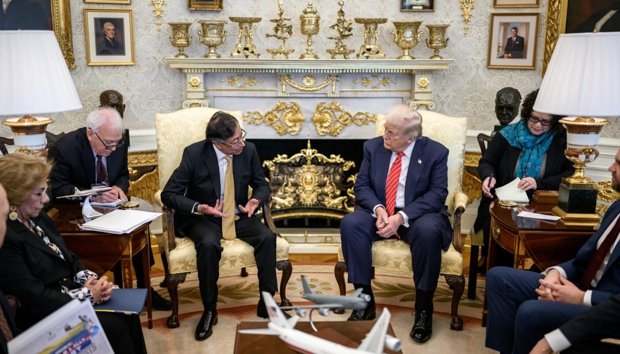 Gustavo Petro y Donald Trump en su reunión en la Casa Blanca.