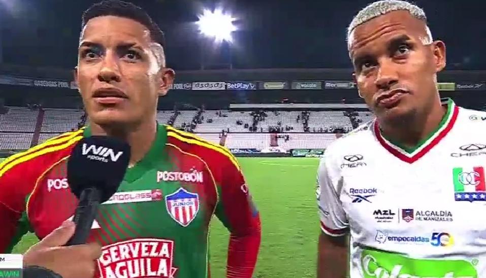 Cristian y Michael Barrios, en la entrevista con Win Sports al final del partido.