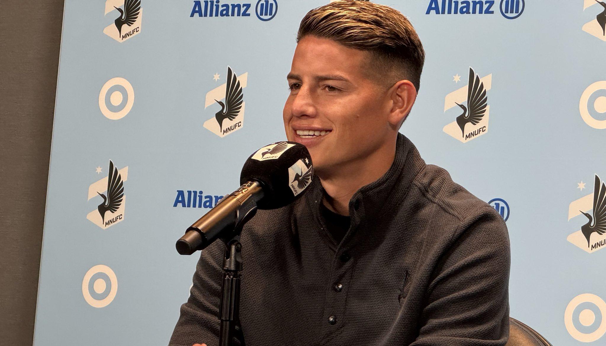 James Rodríguez durante su presentación como nuevo jugador del Minnesota United. 