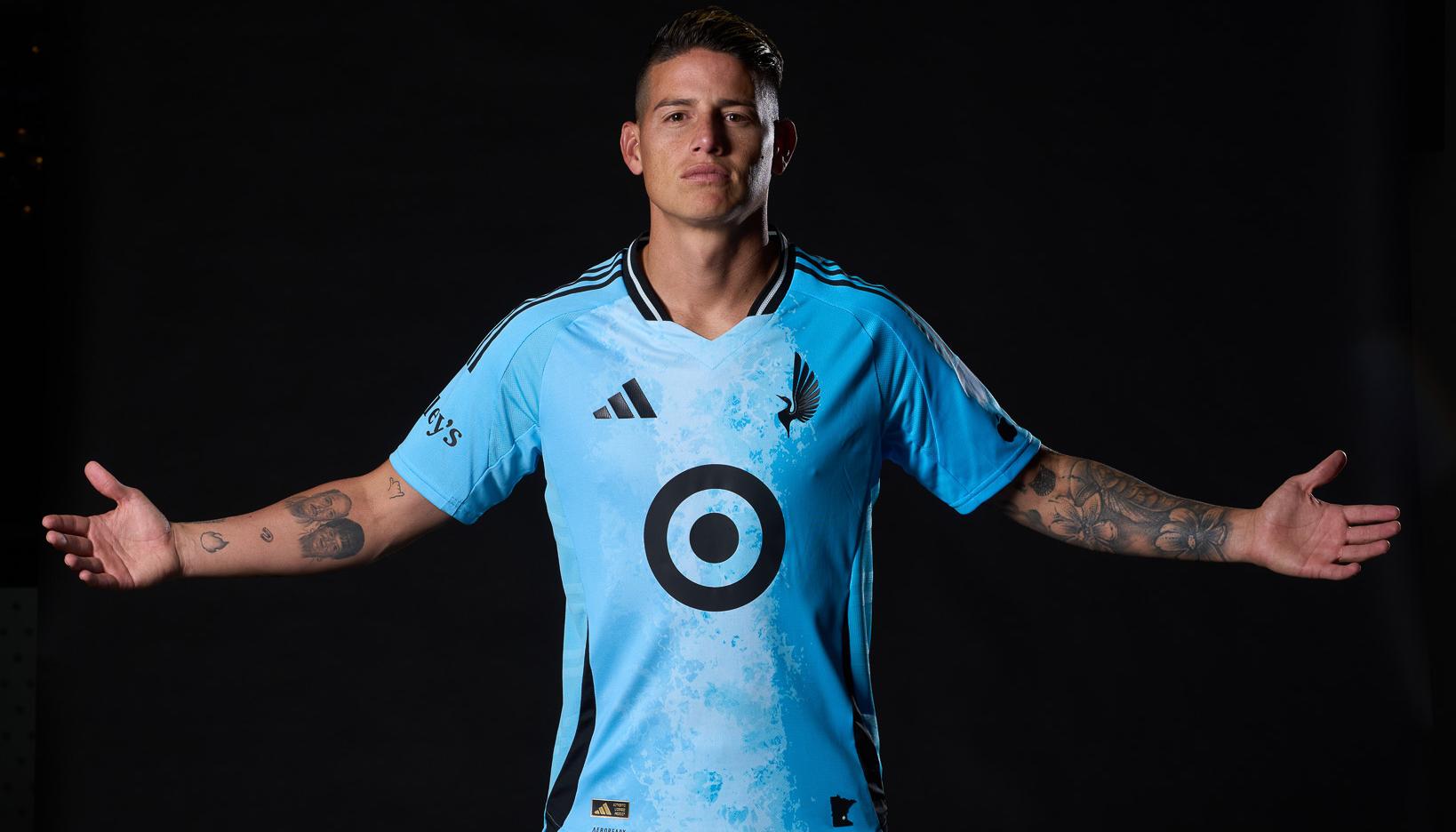James Rodríguez con la camiseta de su nuevo club: Minnesota United.
