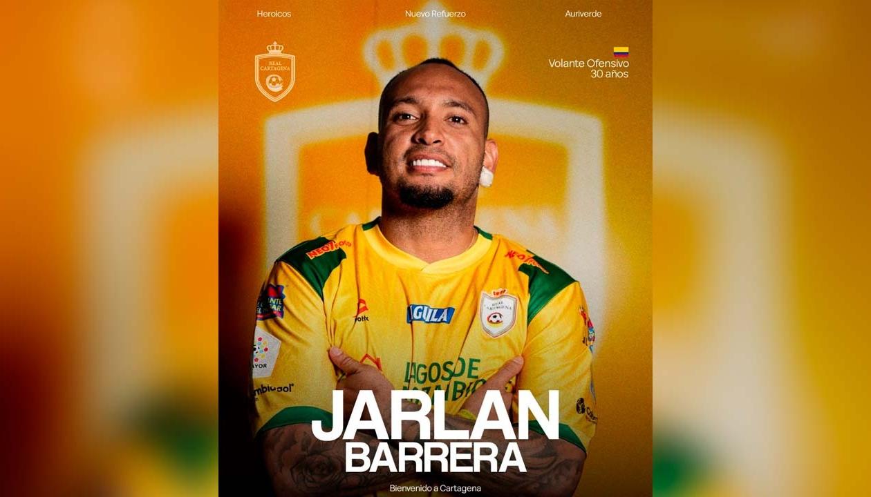 Jarlan Barrera firmó contrato por un año con Real Cartagena. 