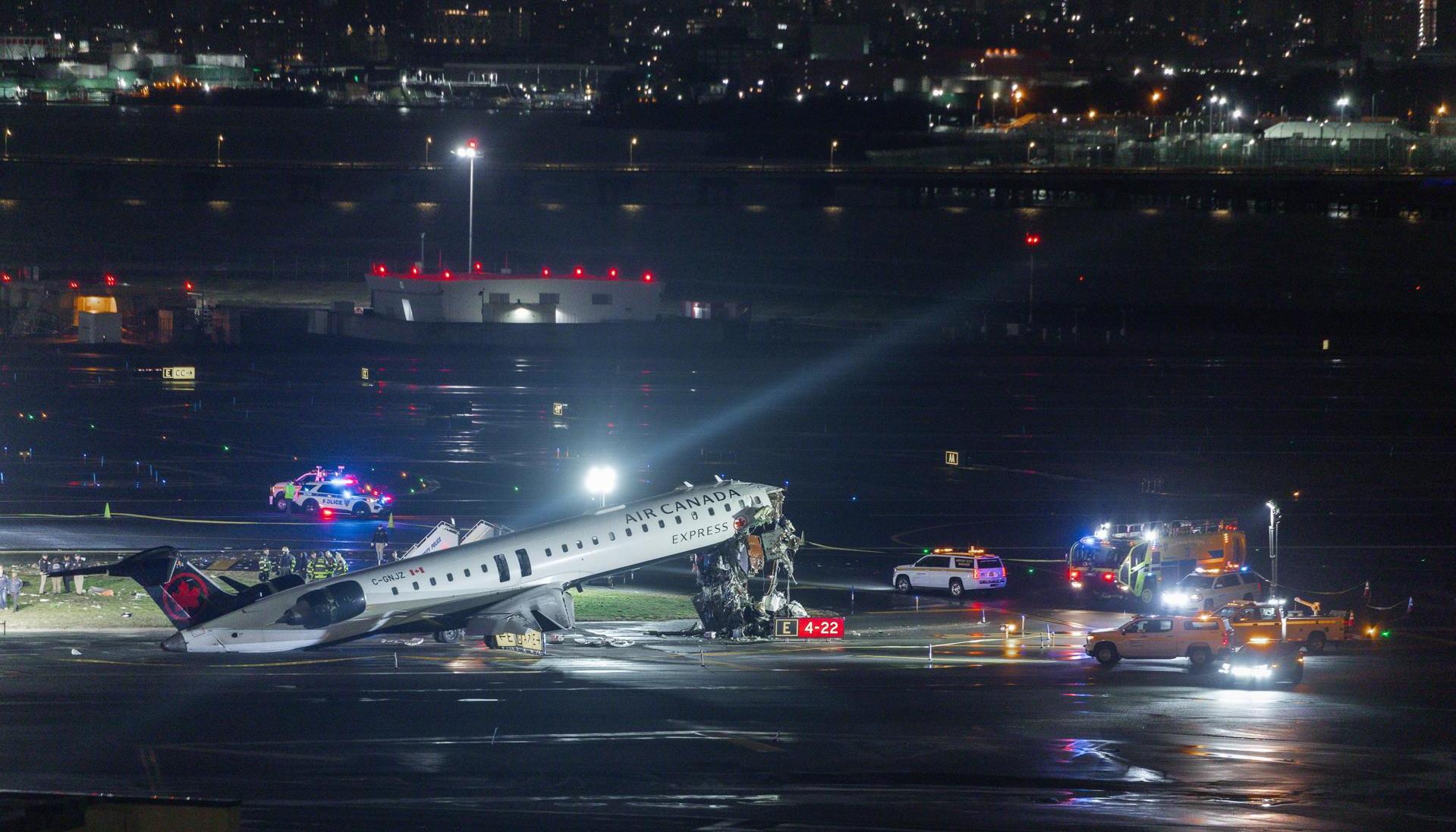 Así terminó el avión de Air Canada.