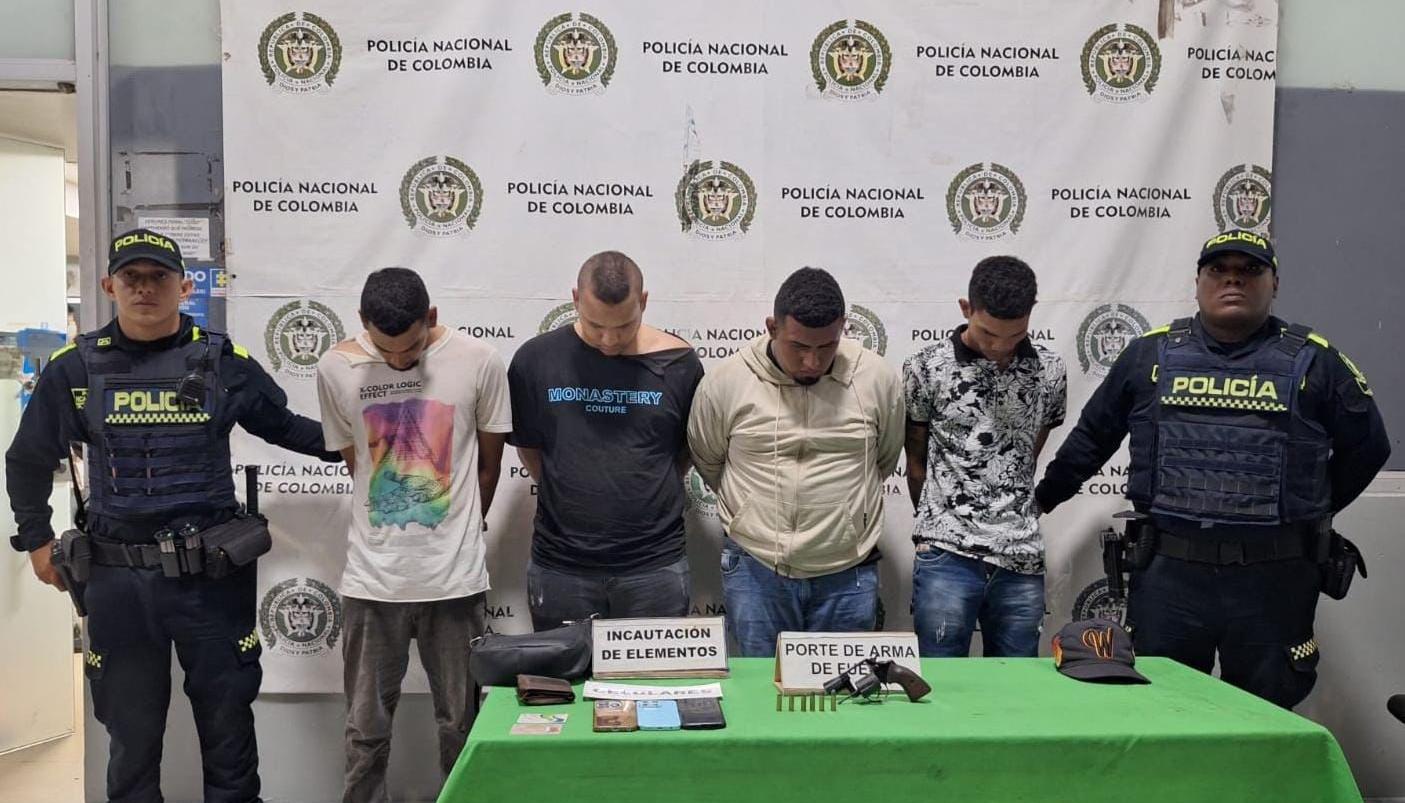 Cinco capturados por la Policía Metropolitana de Barranquilla.