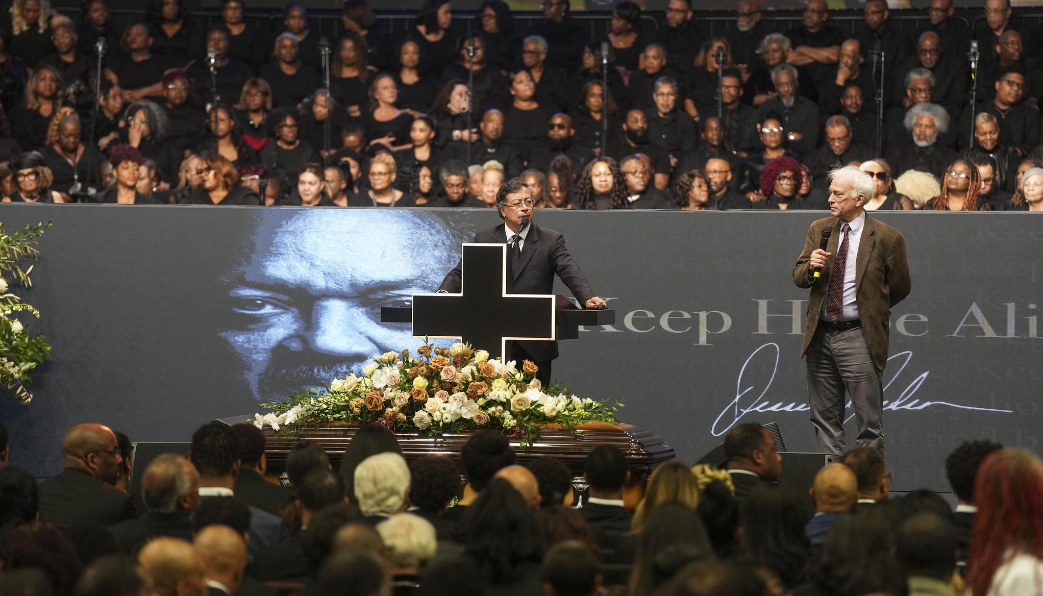 El Presidente Gustavo Petro en los actos fúnebres de Jesse Jackson.
