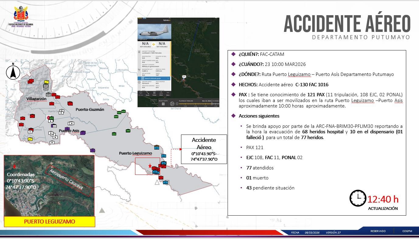 Informe de la FAC sobre accidente de avión Hércules