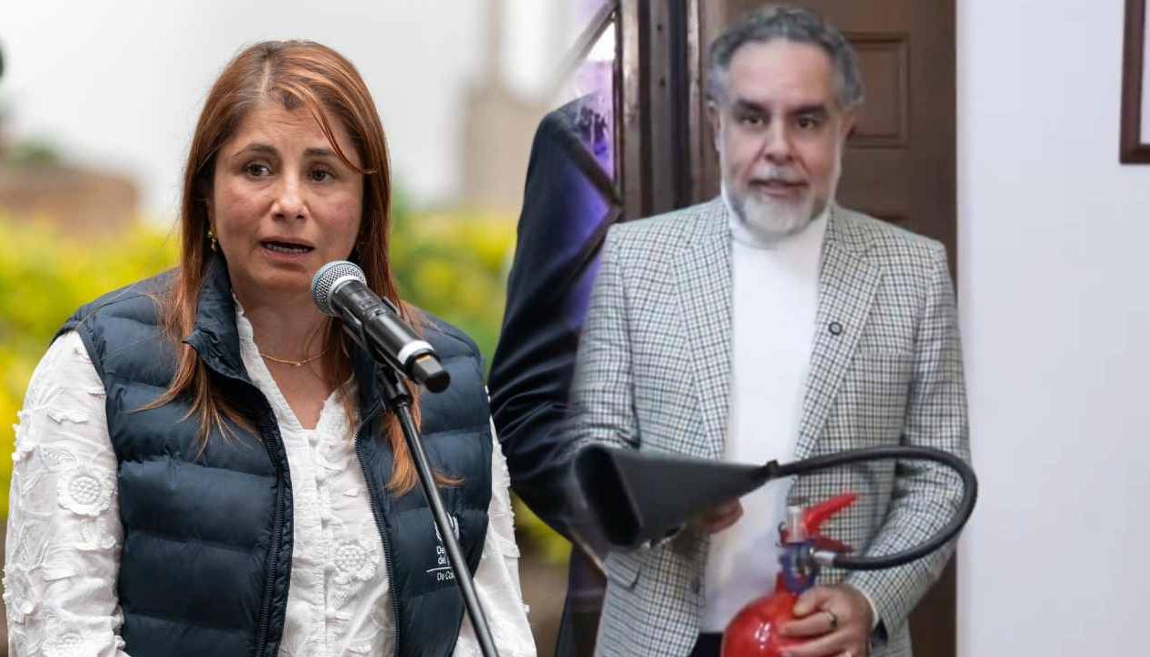 La defensora del Pueblo, Iris Marín Ortiz, y el ministro del Interior, Armando Benedetti.