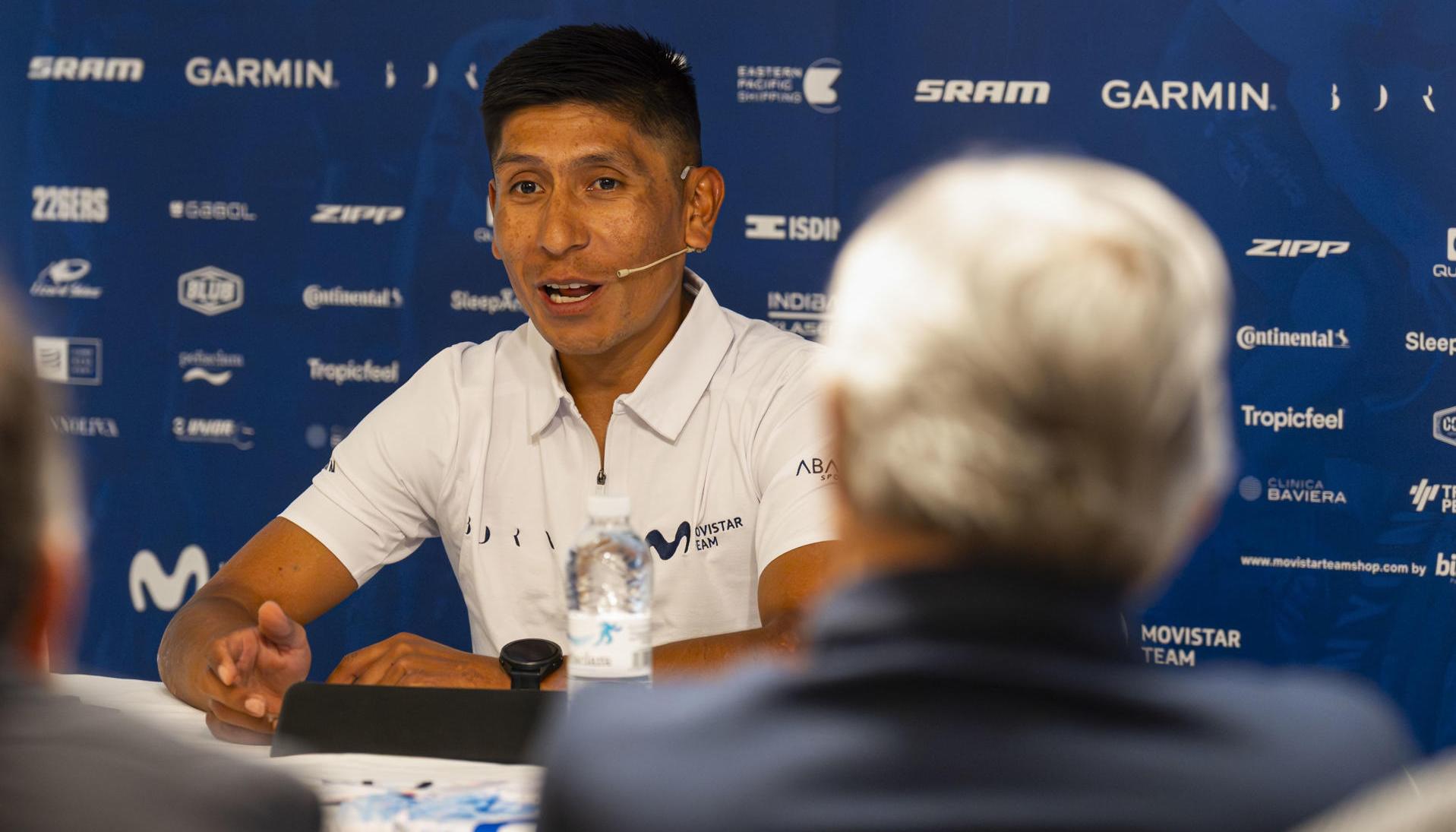Nairo Quintana en la rueda de prensa que anuncia su retiro.
