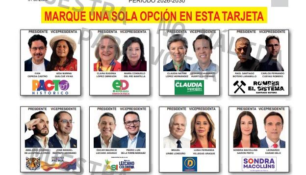 El tarjetón de la primera vuelta presidencial.