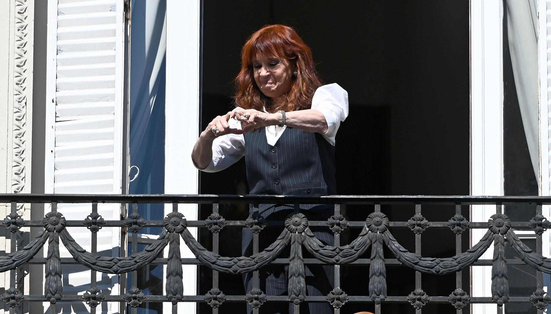 Cristina Fernández en su balcón.