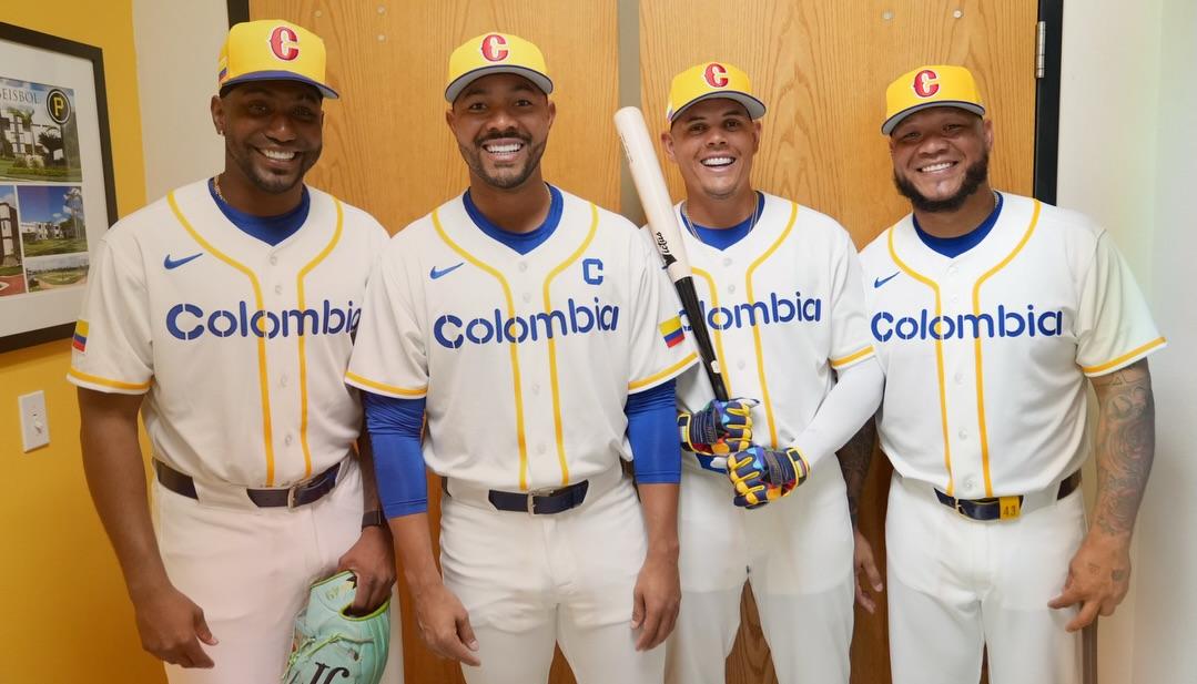 Julio Teherán, José Quintana, Gio Urshela y Harold Ramírez, integrantes del equipo colombiano.