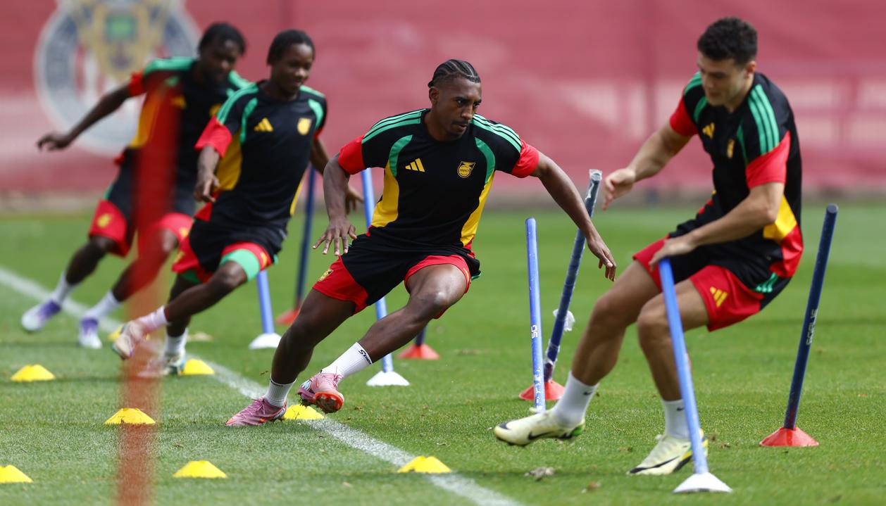 Jugadores de Jamaica durante un entrenamiento en Guadalajara.