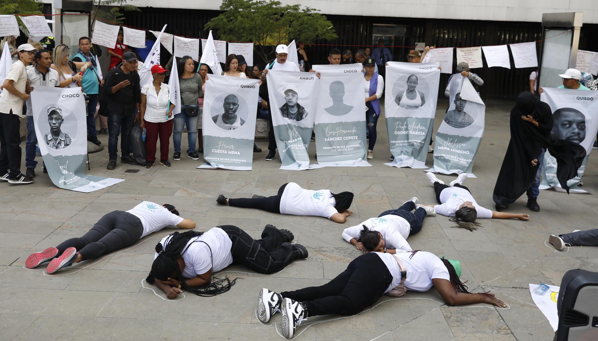 Protesta en contra de los asesinatos de líderes sociales.